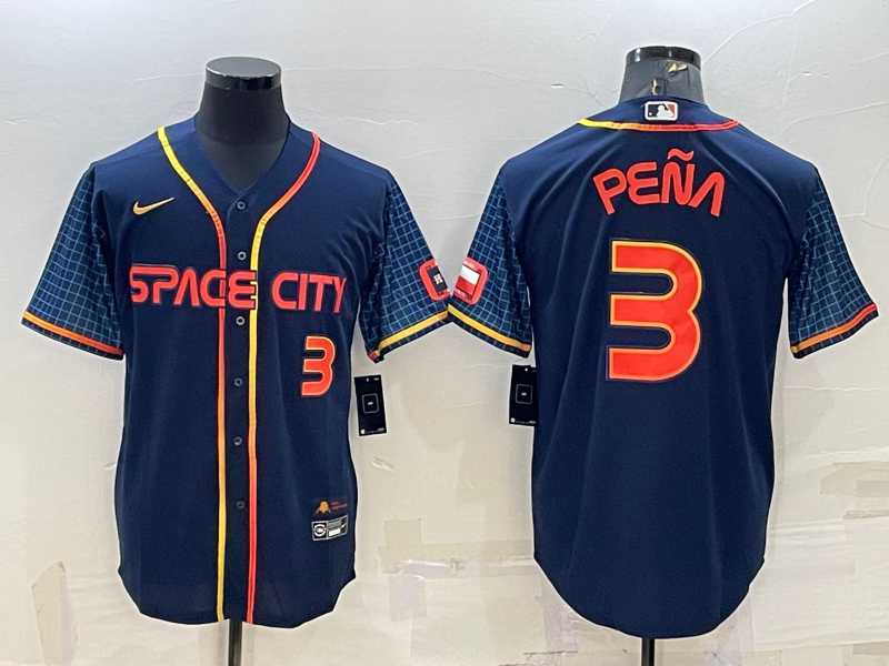 Men's Houston Astros #3 Jeremy Pena Number 2022 Navy Blue City Connect Cool Base Stitched Jersey,We sell and wholesale Men's Houston Astros #3 Jeremy Pena Number 2022 Navy Blue City Connect Cool Base Stitched Jersey on line form chian!